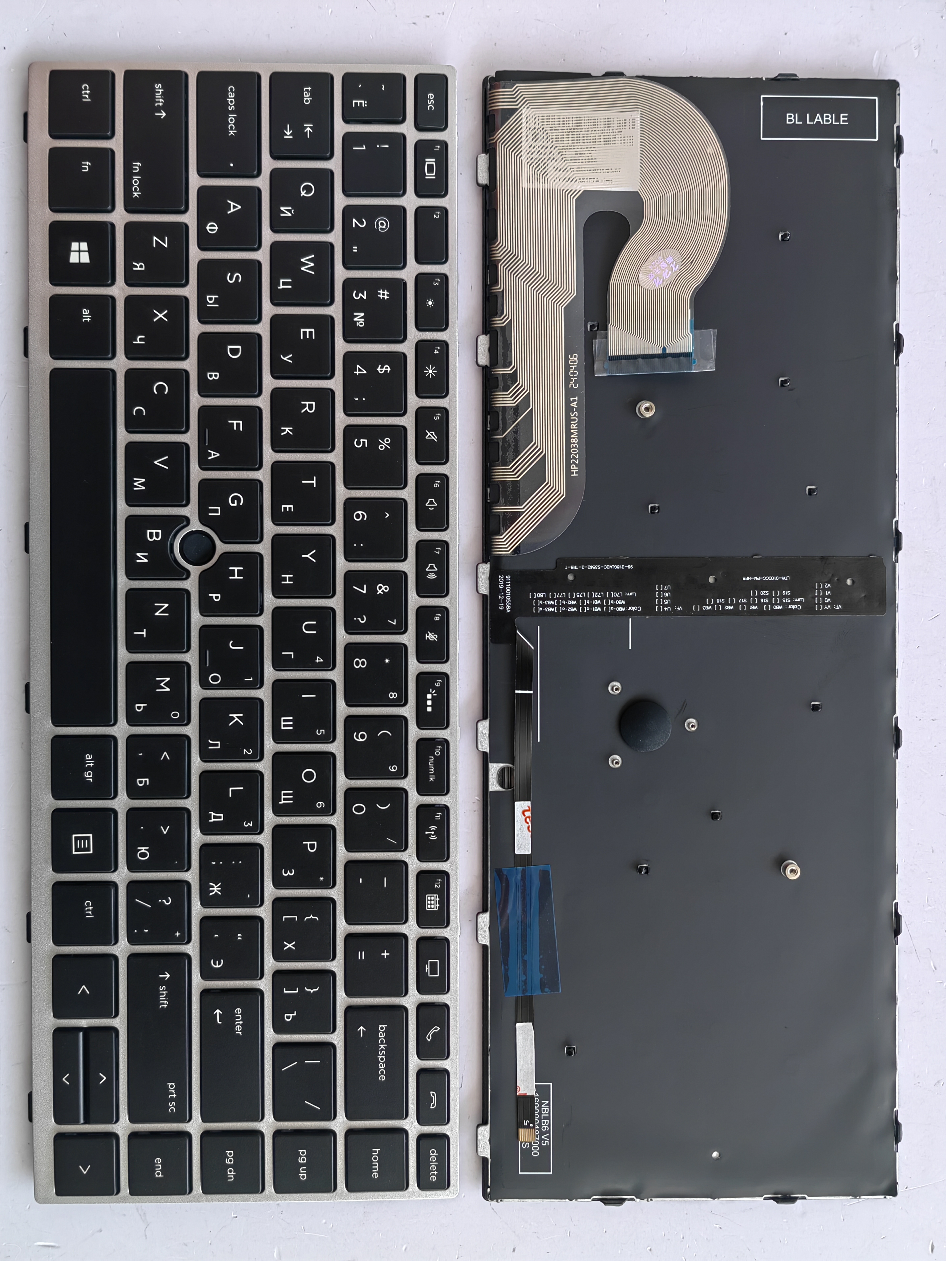 Picture of New Replacement Laptop Keyboard For HP 840G5/840G6 SILVER FRAME BLACK Backlit (OEM) RU Layout